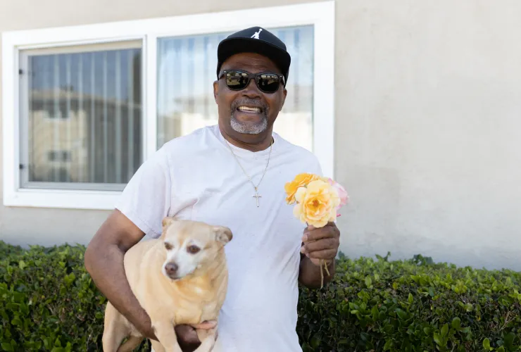 Man with his dog