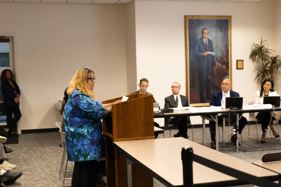 Board Member Speaking at City Hall